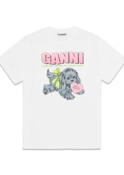 Dame Ganni T-Shirts>Basic Cotton Jersey Neon Puppy T-shirt