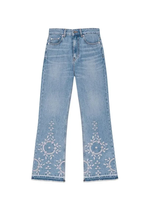 Dame Ganni Jeans>Broderie Anglaise Denim Betzy Cropped