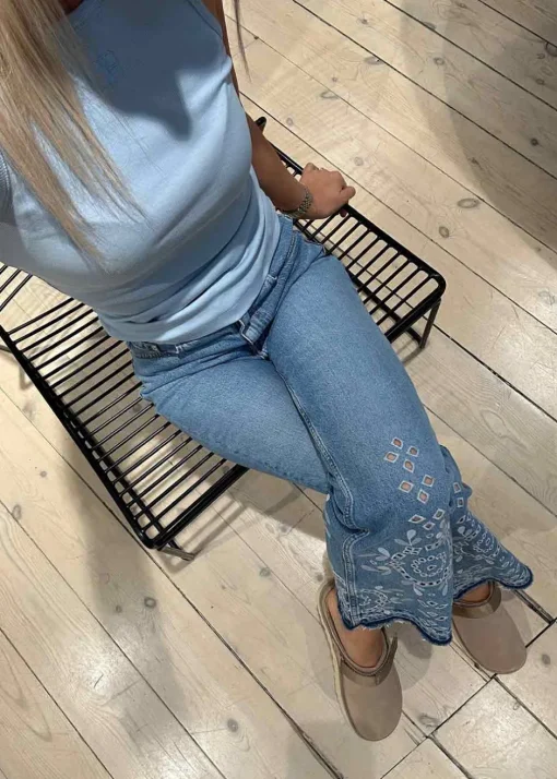 Dame Ganni Jeans>Broderie Anglaise Denim Betzy Cropped