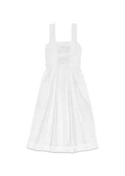 Dame Ganni Kjoler>Cotton Poplin Midi Strap Smock Dress