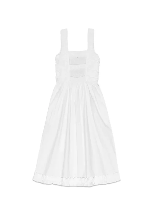 Dame Ganni Kjoler>Cotton Poplin Midi Strap Smock Dress