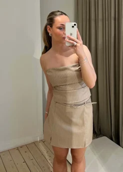 Dame Neo Noir Nederdele>Donte Melange Pinstripe Skirt