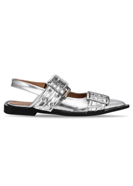 Dame Ganni Ballerina Sko>Feminine Buckle Ballerina Metallic