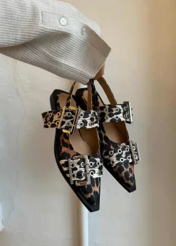Dame Ganni Ballerina Sko>Feminine Buckle Ballerina Satin Print