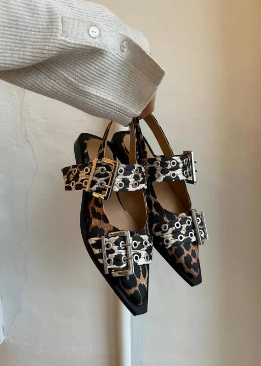 Dame Ganni Ballerina Sko>Feminine Buckle Ballerina Satin Print