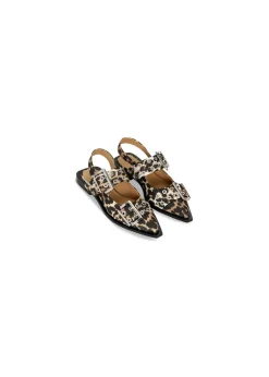 Dame Ganni Ballerina Sko></noscript>Feminine Buckle Ballerina Satin Print