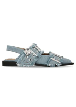 Dame Ganni Ballerina Sko>Feminine Buckle Ballerina Charms Denim