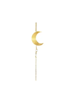 Dame Jane Kønig Smykker>Half Moon Earring with pearl chain