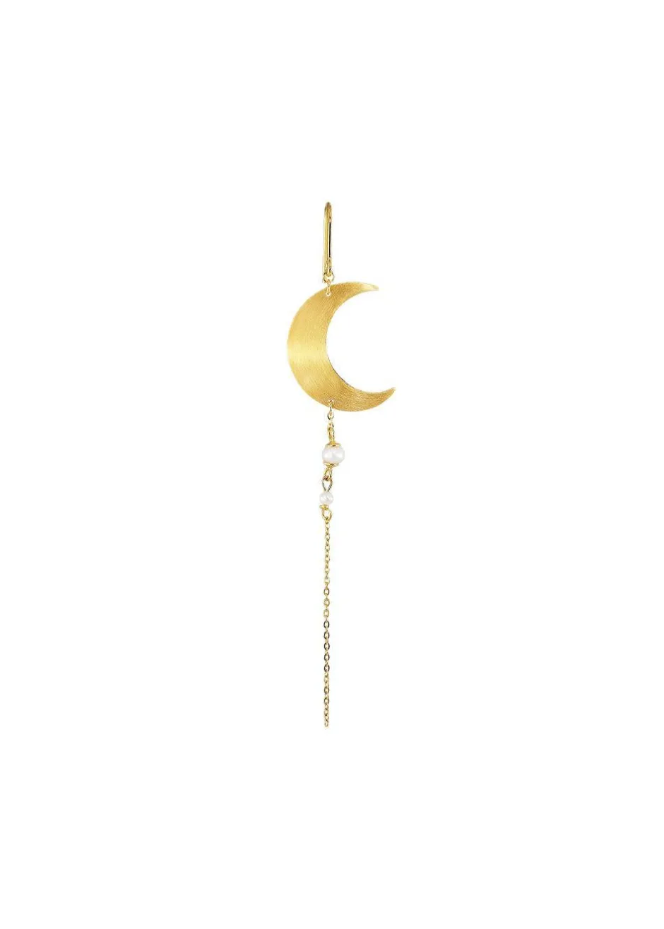 Dame Jane Kønig Smykker>Half Moon Earring with pearl chain