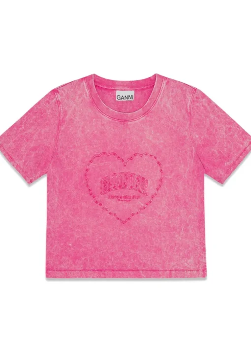 Dame Ganni T-Shirts>Heavy Cotton Heart T-shirt