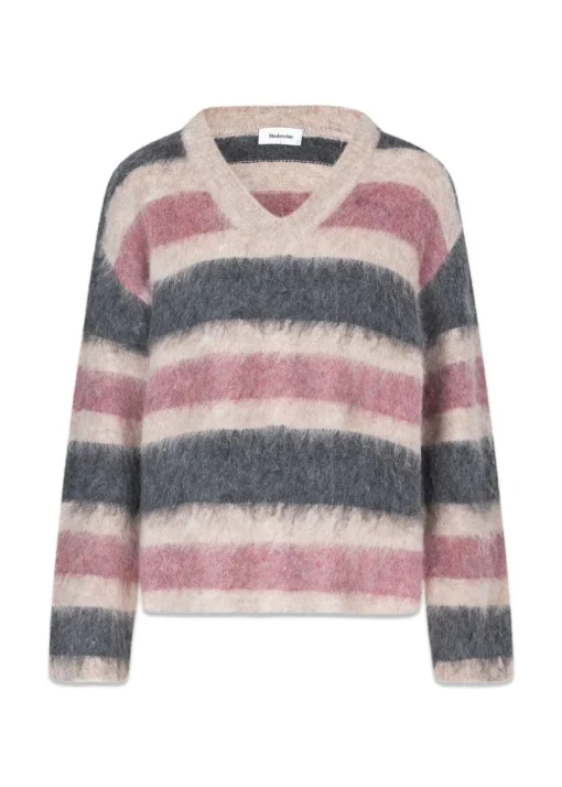 Dame Modström Strik>KaneMD stripe v-neck