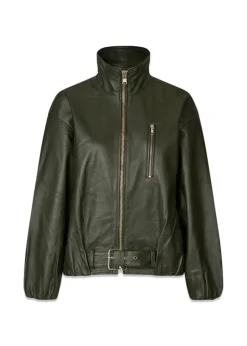 Dame Oval Square Jakker>Lenny Leather Jacket