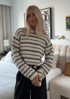 Dame Modström Strik>LineusMD stripe o-neck