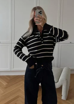 Dame Modström Strik>MalvaMD stripe polo