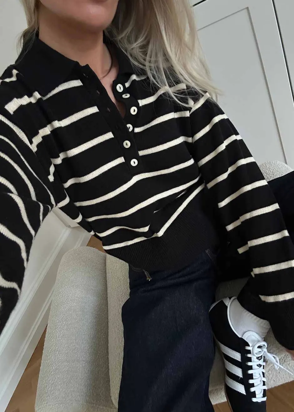 Dame Modström Strik>MalvaMD stripe polo