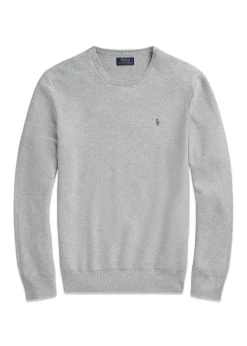 Ralph Lauren Strik>Mesh Knit Cotton Crewneck Sweater