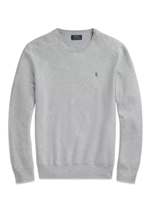 Ralph Lauren Strik>Mesh Knit Cotton Crewneck Sweater