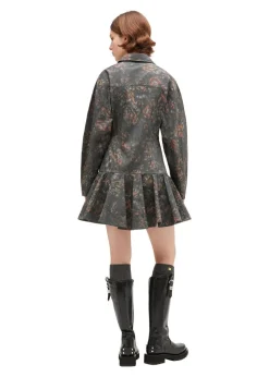 Dame Ganni Kjoler></noscript>Printed Stretch Cotton Buttoned Mini Dress