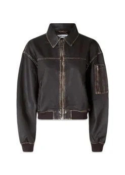 Dame Oval Square Jakker>Rocker Leather Bomber