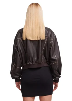 Dame Oval Square Jakker></noscript>Rocker Leather Bomber