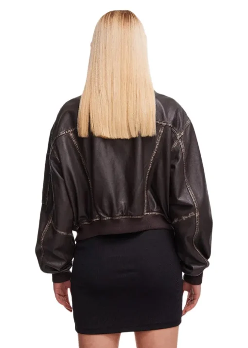 Dame Oval Square Jakker>Rocker Leather Bomber