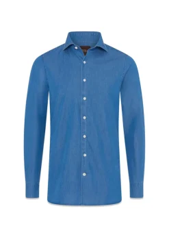 Oscar Jacobson Skjorter>Slim Fit Cut Away Denim Shirt