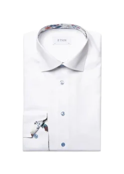Eton Skjorter>Slim Floral Effect Signature Twill Shirt