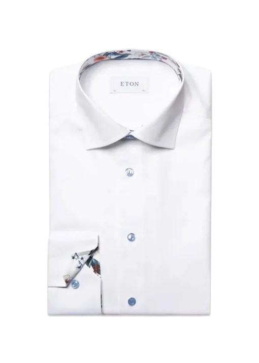 Eton Skjorter>Slim Floral Effect Signature Twill Shirt