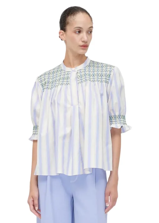 Dame Stine Goya T-Shirts>SMOCKED GATHERED TOP