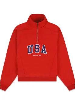 Sporty & Rich Sweatshirts>USA Quarter Zip