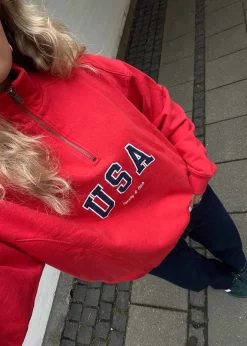 Sporty & Rich Sweatshirts></noscript>USA Quarter Zip