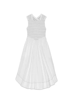 Dame Ganni Kjoler>Washed Stretch Cotton Smock Midi Straps Dress