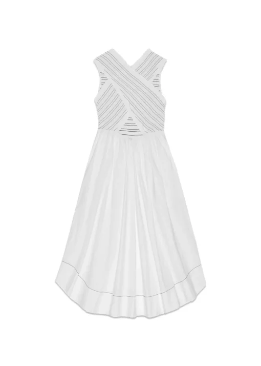 Dame Ganni Kjoler>Washed Stretch Cotton Smock Midi Straps Dress